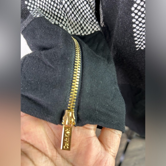 Calvin Kleini ColorBlock Long Sleeve Jersey Top Gold Zipper Sleeves sz L/XL - Picture 2 of 5